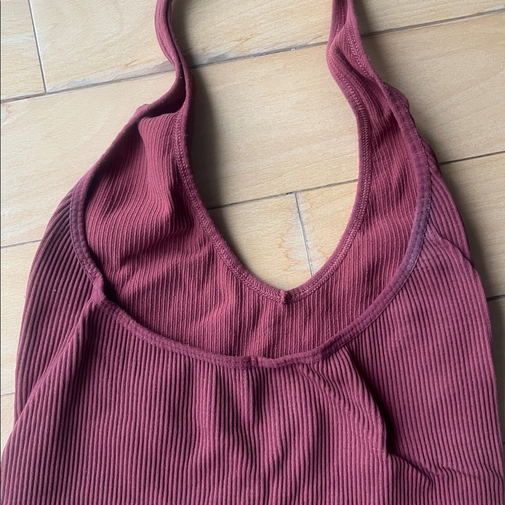 Urban Outfitters Out From Under Burgundy Jackie Seamless Cropped Halter Top - Picture 5 of 6